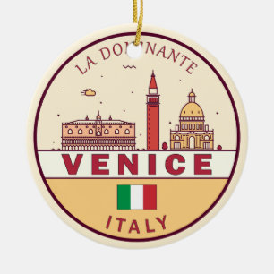 Venice Italy City Skyline Emblem Ceramic Tree Decoration