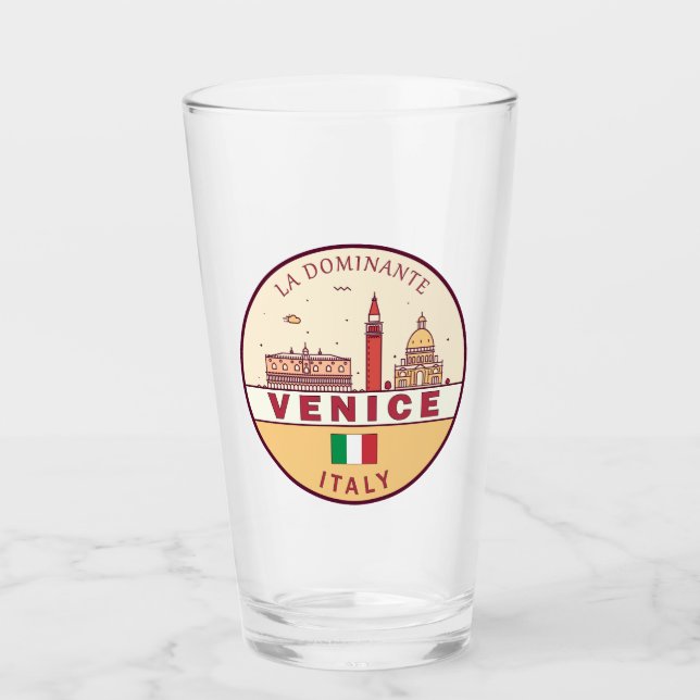 Venice Italy City Skyline Emblem Glass (Front)