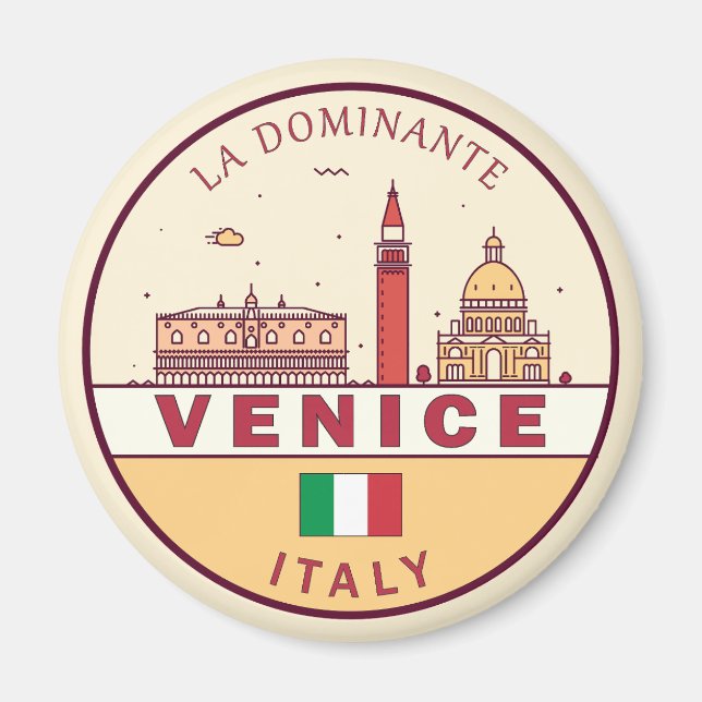Venice Italy City Skyline Emblem Magnet (Front)