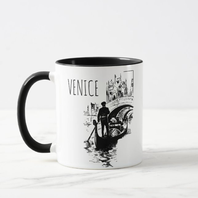 Venice Italy Gondola Black White  Mug (Left)