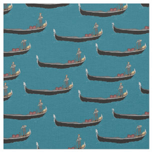 Venice, Italy Gondolas and Gondoliers Teal Blue Fabric