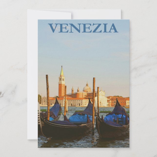 Venice Italy Gondolas Retro Vintage Flat Card (Front)