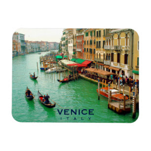 Venice, Italy - Gondoliers On Grand Canal Magnet