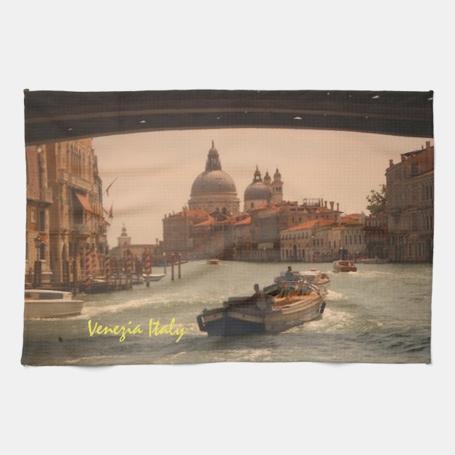 Venice Italy Grand Canal Vintage  Tea Towel (Horizontal)