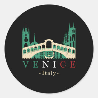 Venice Italy Iconic Gondola Rialto Bridge Ponte Di Classic Round Sticker