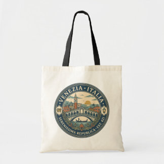 Venice Italy Illustration Travel Art Badge Tote Bag