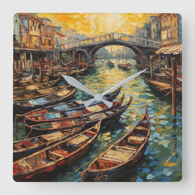 Venice, Italy, in van Gogh style Square Wall Clock (Front)