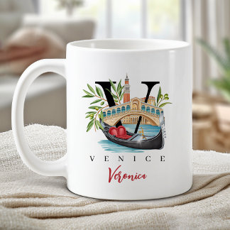 Venice Italy Monogram Letter V Personalised Gift Coffee Mug