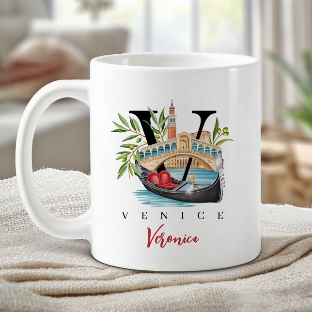 Venice Italy Monogram Letter V Personalised Gift Coffee Mug (Venice Italy Monogram Letter V Personalized Gift Coffee Mug)