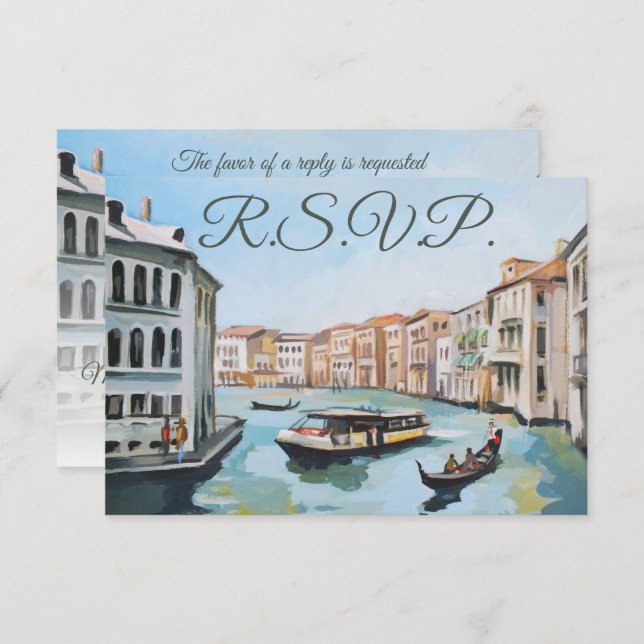 Venice, Italy Painting RSVP Card (Front/Back)