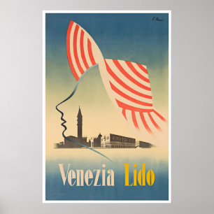Venice Italy Poster The Lido Travel Art Italian