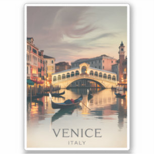 Venice Italy Rialto Bridge Vintage Twilight Rustic