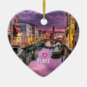Venice, Italy Scenic Canal & Venetian Architecture Ceramic Tree Decoration