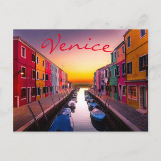 Venice Italy Sunset Water Canal Architecture Postcard