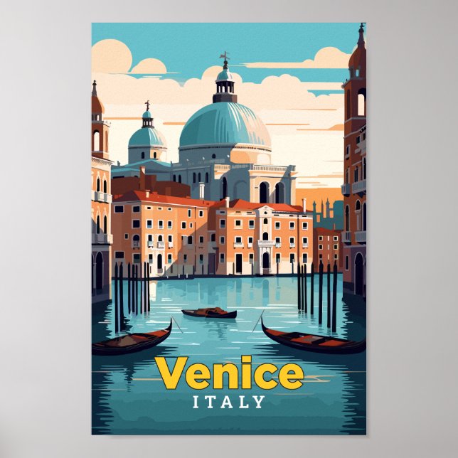 Venice Italy Travel Art Vintage Illustration  Poster (Front)