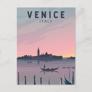 Venice Italy Travel Vintage Art Postcard