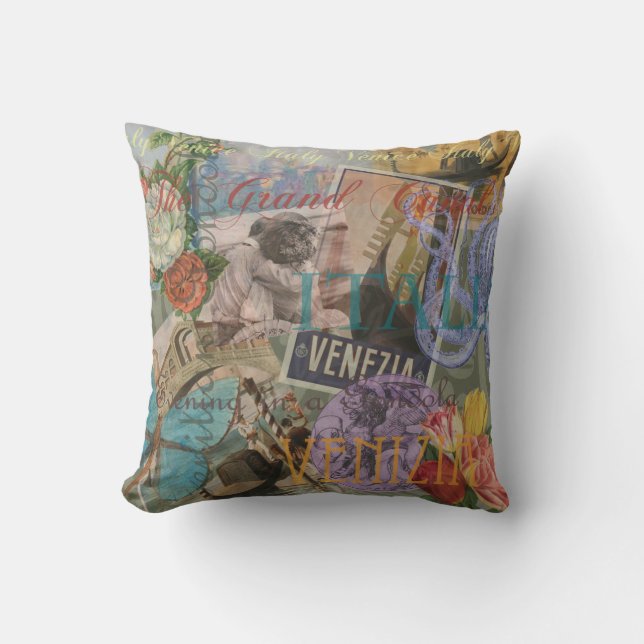 Venice Italy Travel Vintage Pretty Colourful Art Cushion (Front)