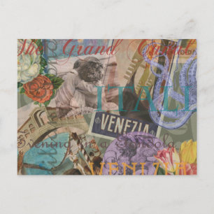 Venice Italy Travel Vintage Pretty Colourful Art Postcard