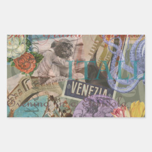 Venice Italy Travel Vintage Pretty Colourful Art Rectangular Sticker