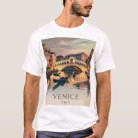 Venice Italy Vacation Canal Bridge Twilight Retro