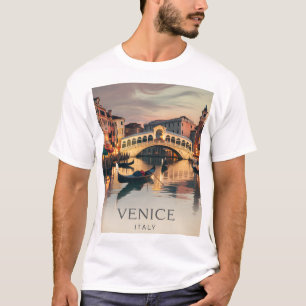 Venice Italy Vacation Canal Bridge Twilight Retro T-Shirt