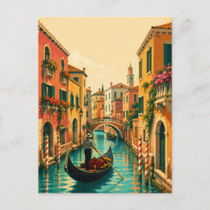 Venice Italy Venetian Canal Gondola Souvenir Postcard