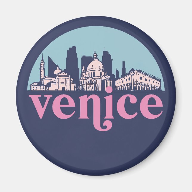 Venice Italy Vintage City Skyline Cityscape Art Magnet (Front)