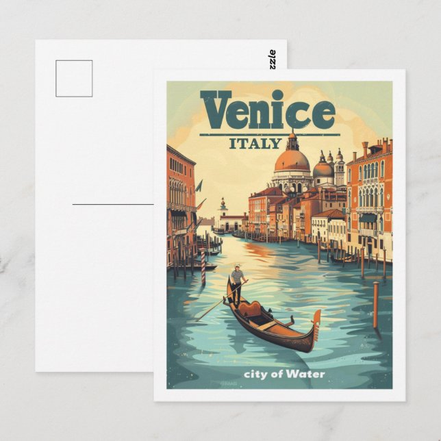 Venice Italy Vintage Famous Travel Place Postcard (Front/Back)