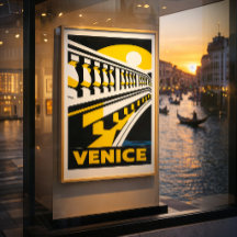 Venice Italy Vintage Retro Geometric Art Poster