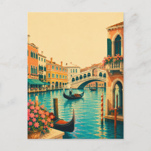Venice Italy Vintage Travel Grand Canal Gondola Postcard