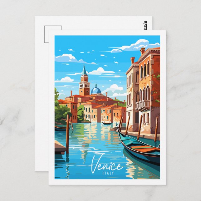 Venice Italy vintage travel place illustration Postcard (Front/Back)