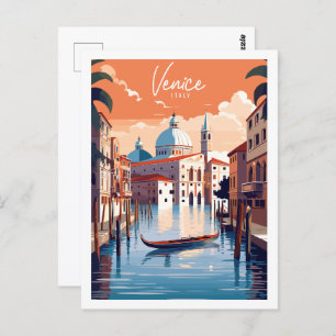 Venice Italy vintage travel place illustration Postcard