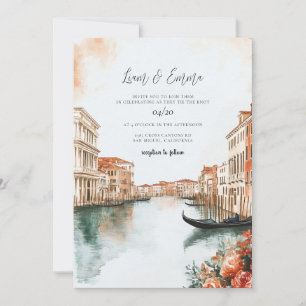 Venice Italy Watercolor Wedding Invitation