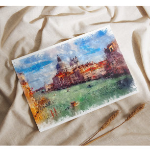 Venice Italy WatercolorTravel Art Holiday Postcard