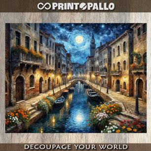 Venice landscape at night with Van Gogh sky Tissue Paper