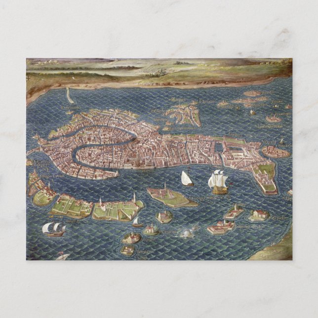 VENICE: MAP, 16TH CENTURY POSTCARD (Front)