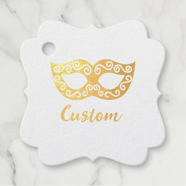 Venice mask gold favour tags (Front)