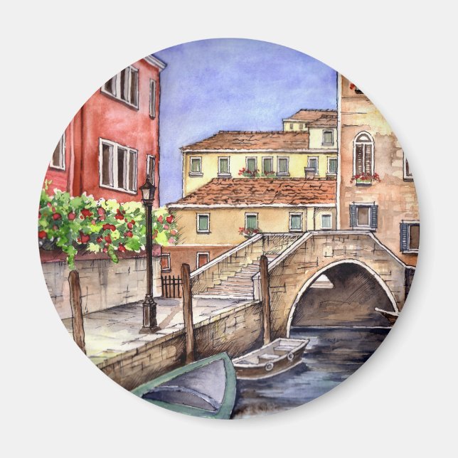 Venice - Pen & Wash Watercolor Magnet (Front)