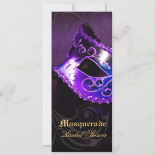 Venice Purple Masquerade Bridal Shower Invitation