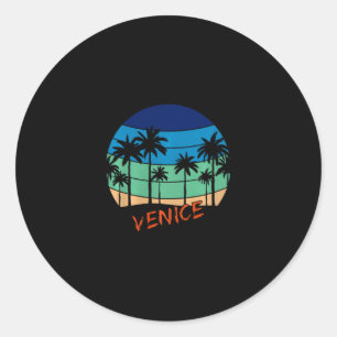 Venice Retro Vintage Sunset Beach Design Premium T Classic Round Sticker