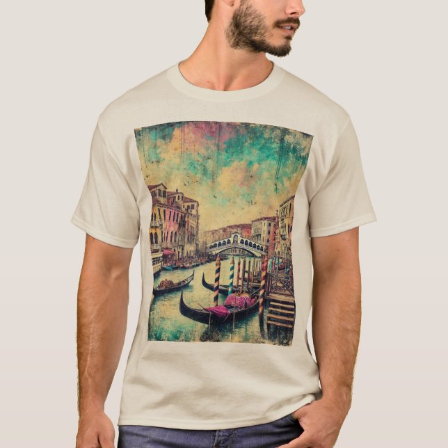 Venice Rialto Bridge and Gondolas T-Shirt (Front)