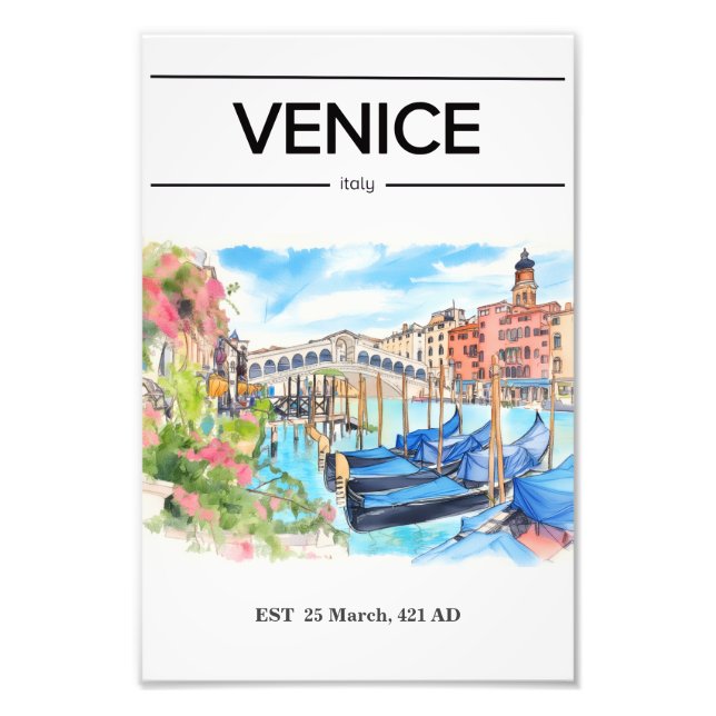 Venice Rialto Bridge watercolor poster (Front)