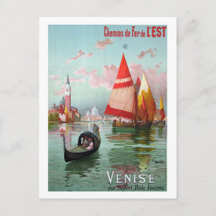 Venice, sailing boats, gondola, vintage, travel postcard