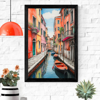 Venice Street Illustration Poster
