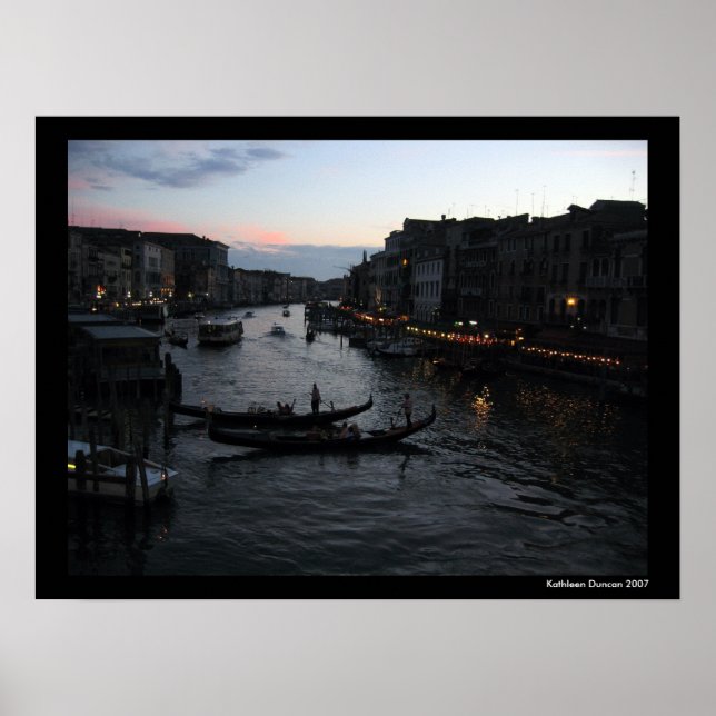 Venice Sunset with Gondalas Poster (Front)