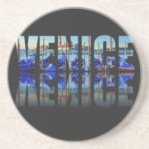 Venice text with reflection coaster