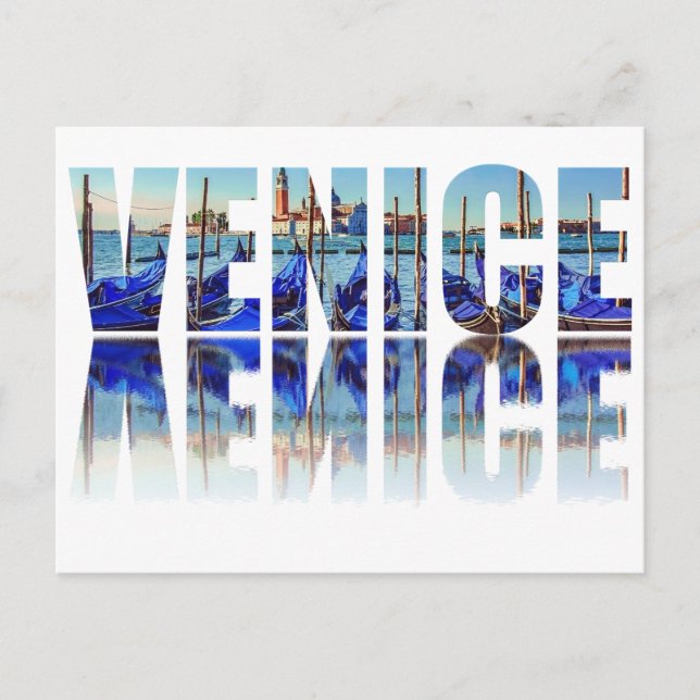 Venice text with reflection postcard (Front)