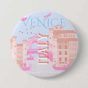 Venice Travel Art, Italy, Travel Art 7.5 Cm Round Badge