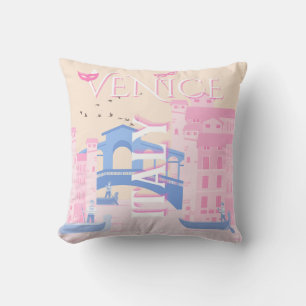 Venice Travel Art, Italy, Travel Art, Pink Cushion