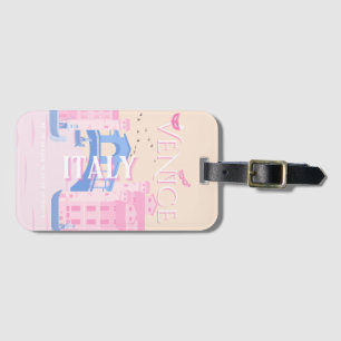 Venice Travel Art, Italy, Travel Art, Pink Luggage Tag